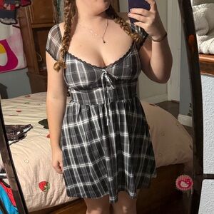 SHEIN Black and White Checkered Mini Dress